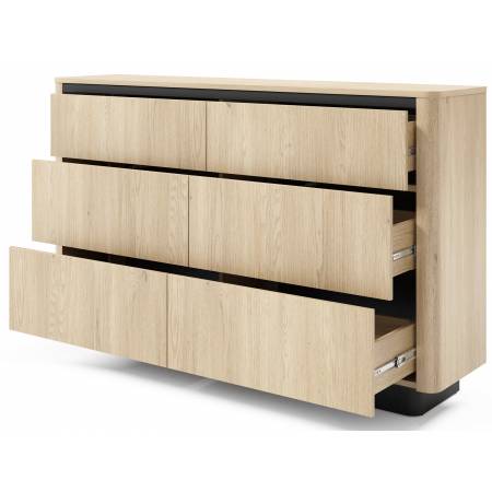 Komoda z 6 szufladami 163 cm TIAGO dąb cremona + czarny